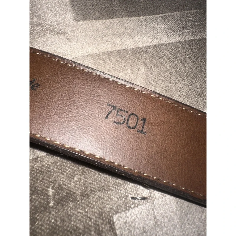 Torino Leather Belt‎ Mens Size 36 Brown European Cowhide Brass Tone Buckle 7501